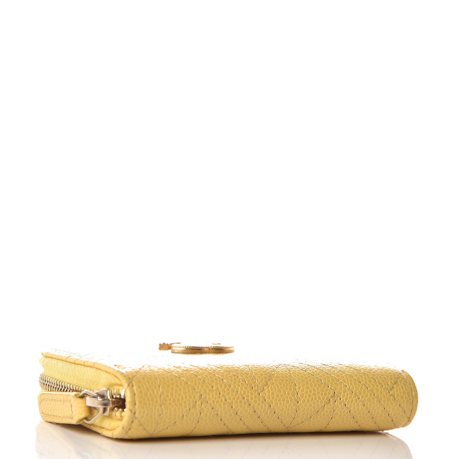 Chanel Caviar Stitched Zip Coin Purse Yellow 4 of 8