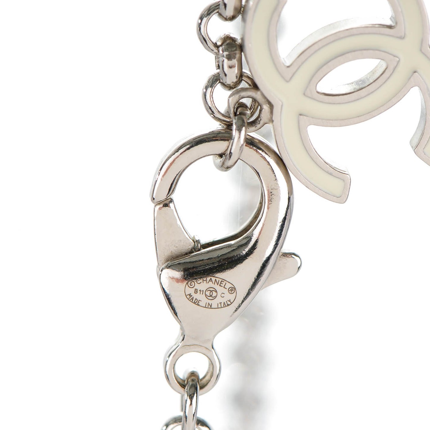 Pearl Beaded Gingham CC Long Necklace Black