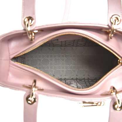 Christian Dior Pearly Lambskin Cannage Medium Lady Dior Lotus 5 of 8