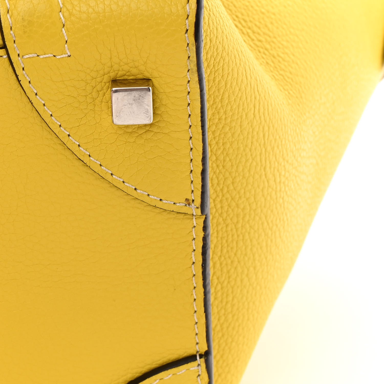 Celine Drummed Calfskin Mini Luggage Citron 12 of 19