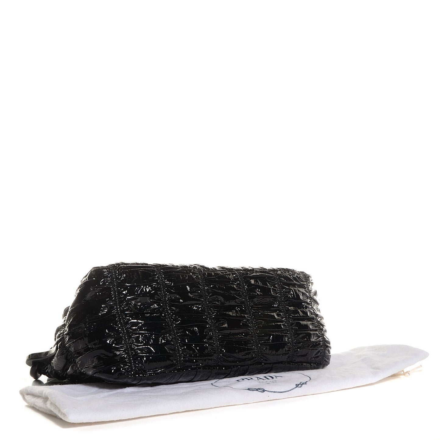 Vernice Gaufre Shoulder Bag Black