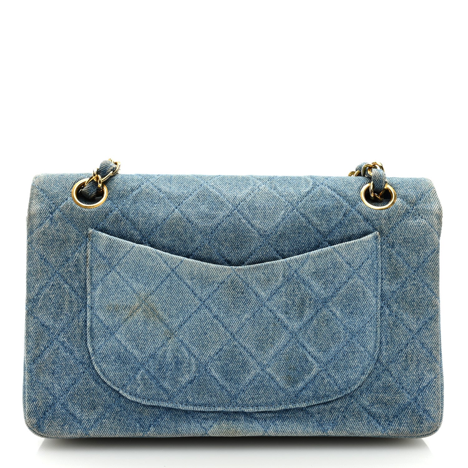 Chanel Denim Quilted Medium Double Flap Light Blue 11 of 12
