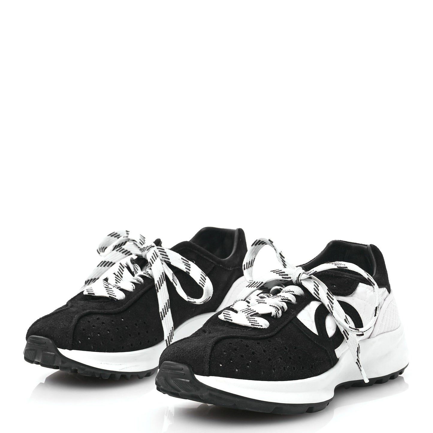 Fabric Suede Kidskin CC Sneakers 36 Dark Navy White