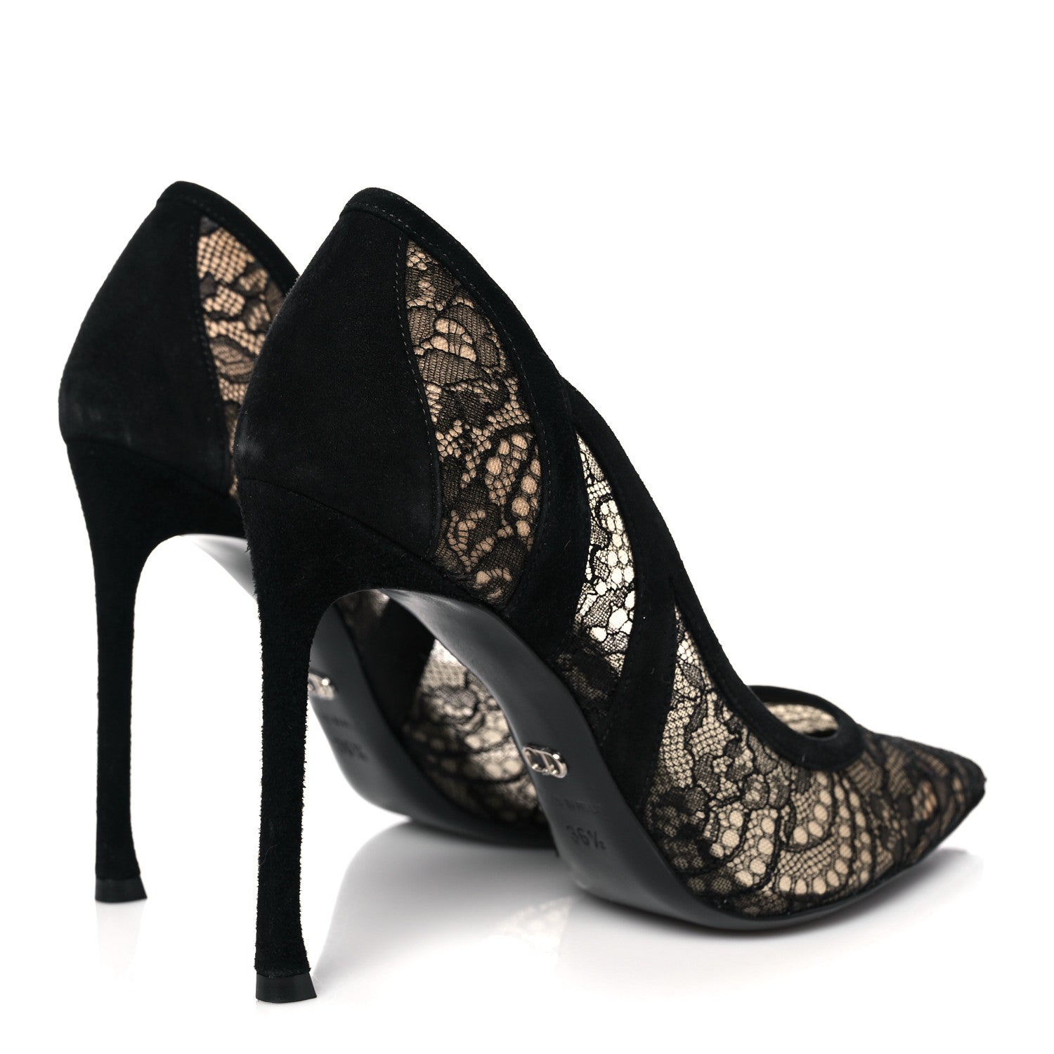 Christian Dior Lace Suede Lingerie Pumps 36.5 Black 4 of 8