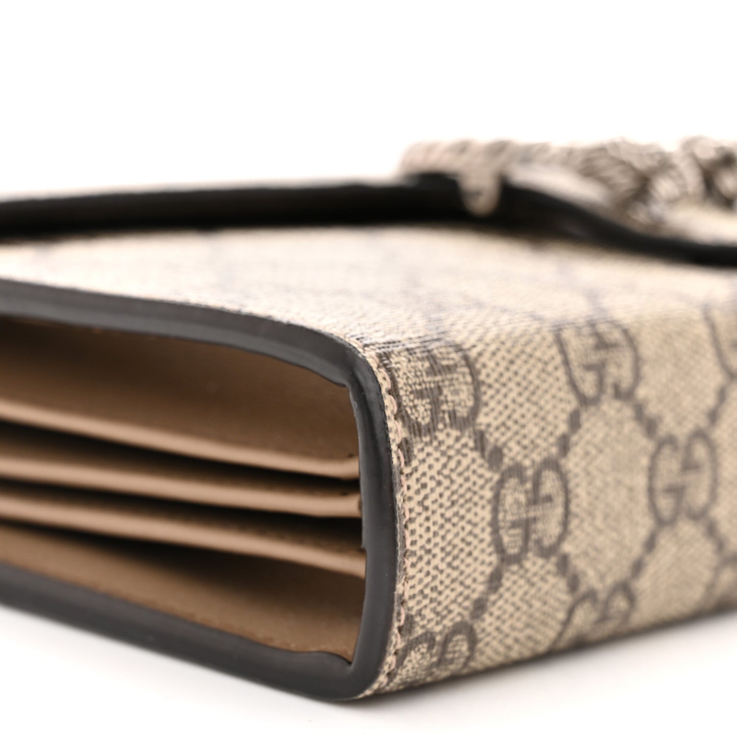 GG Supreme Monogram Mini Dionysus Chain Wallet Beige Taupe