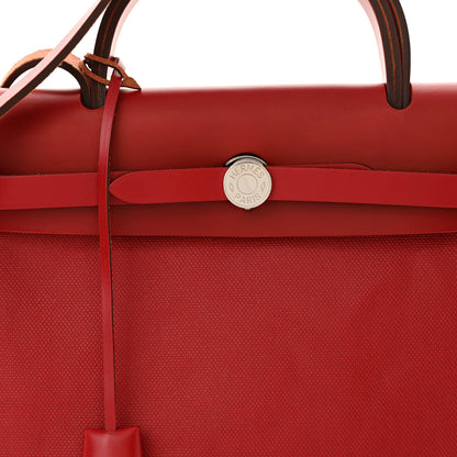 Hermes Toile H Berline Vache Hunter Herbag Zip PM 31 Rouge Piment Ecru Ecru 9 of 12