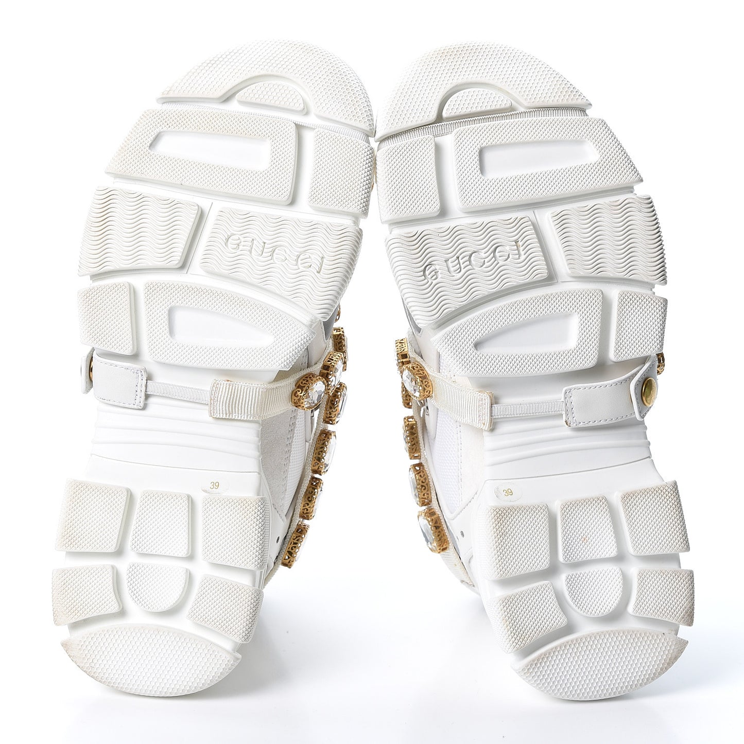 X SEGA Mesh Calfskin Suede Removable Crystals Womens Flashtrek Sneakers 39 Great White
