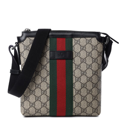 Gucci GG Supreme Monogram Web Messenger Bag Black 1 of 11