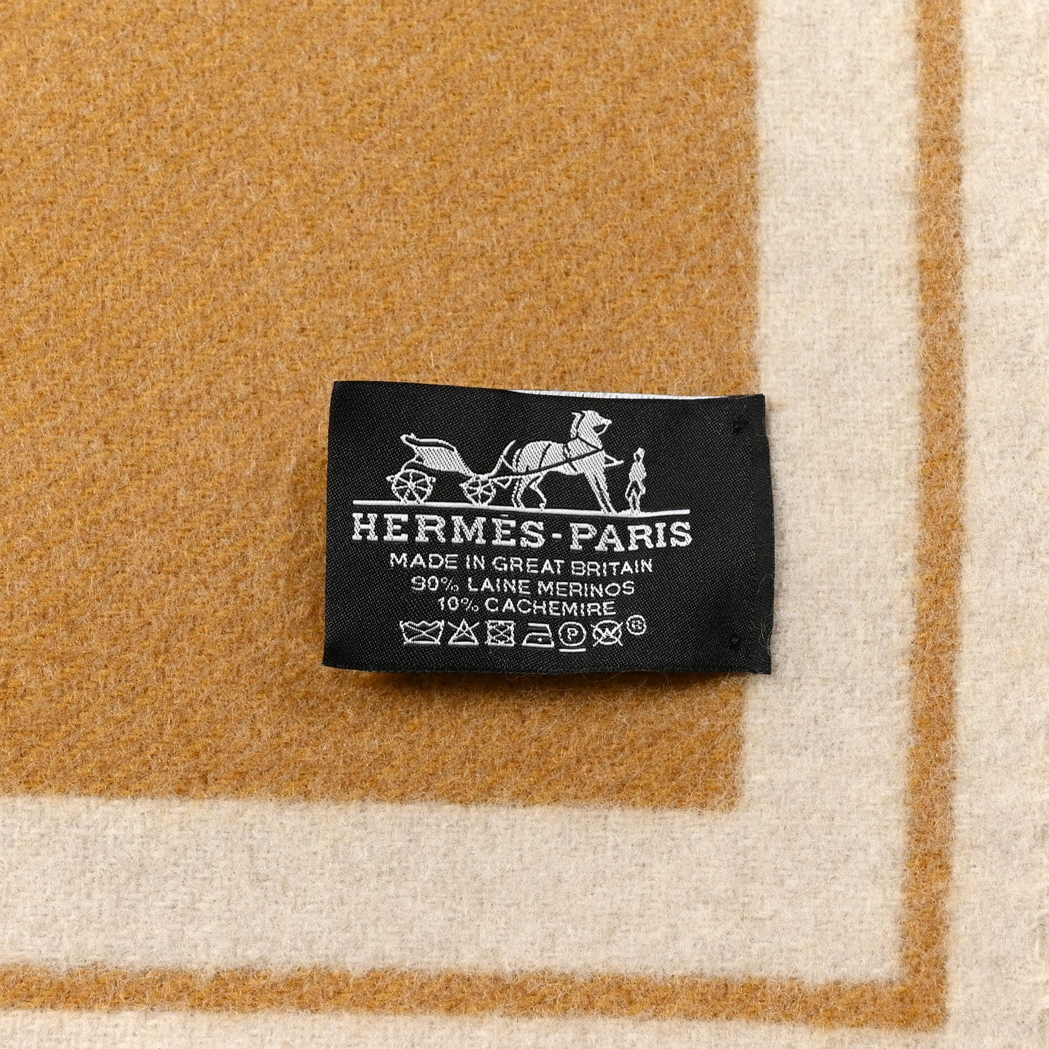 Hermes Merinos Wool Cashmere Cheval Cabriolet Blanket Sable 3 of 3