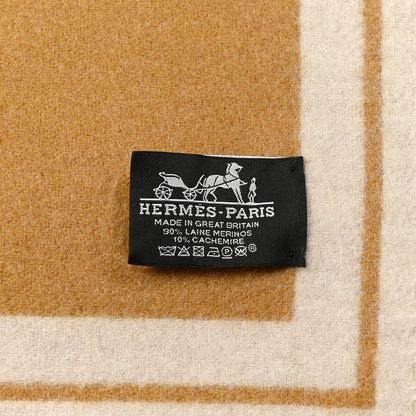 Hermes Merinos Wool Cashmere Cheval Cabriolet Blanket Sable 3 of 3