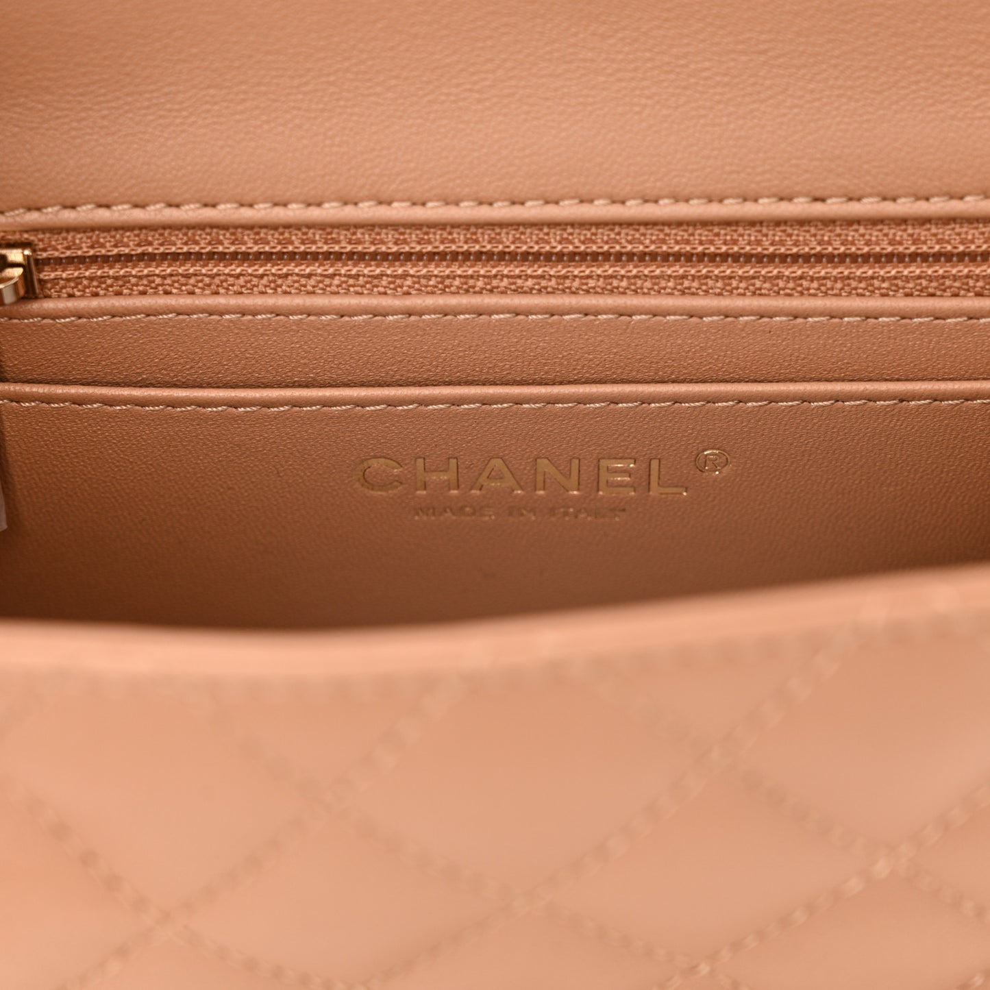 Lambskin Quilted Mini Square Flap Beige
