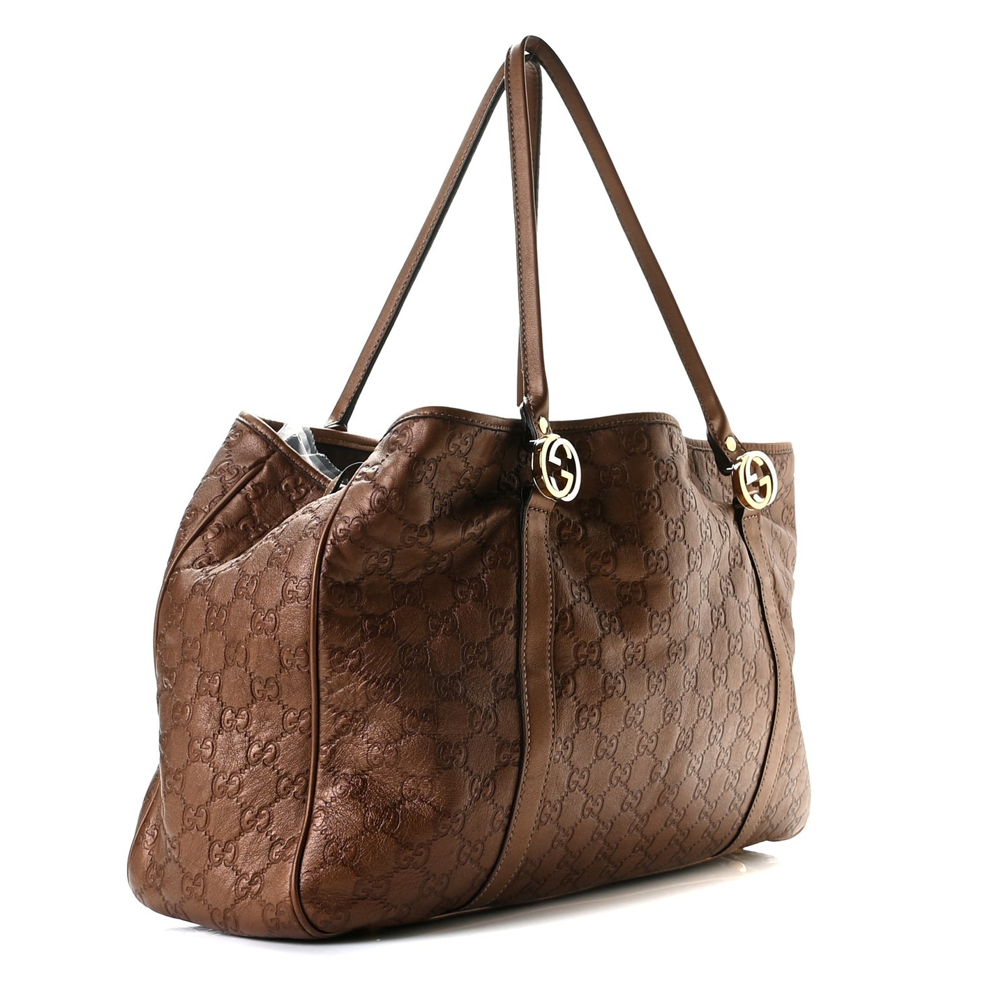 Metallic Guccissima Large GG Twins Tote Bronze