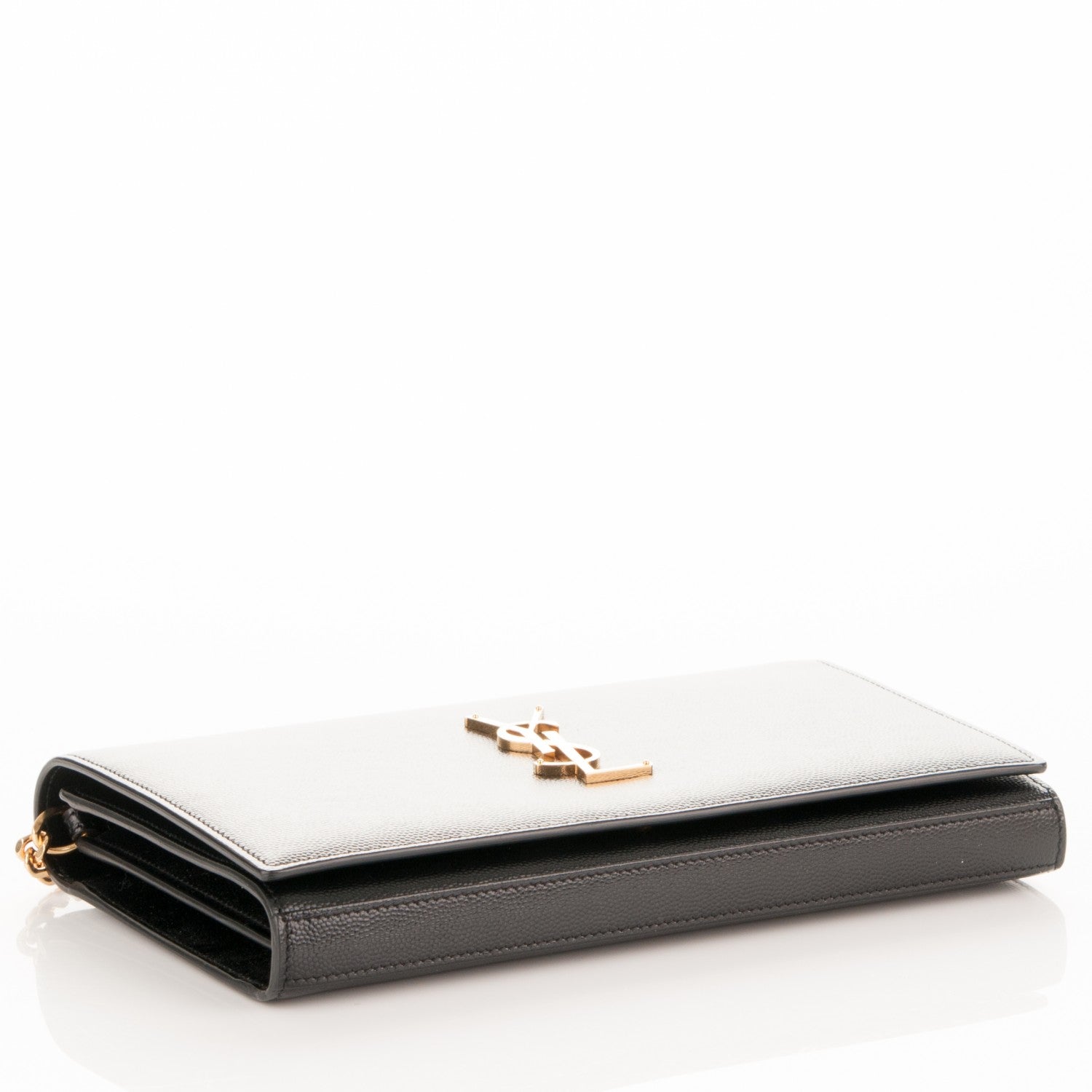 Saint Laurent Grain De Poudre Monogram Chain Wallet Black 4 of 7
