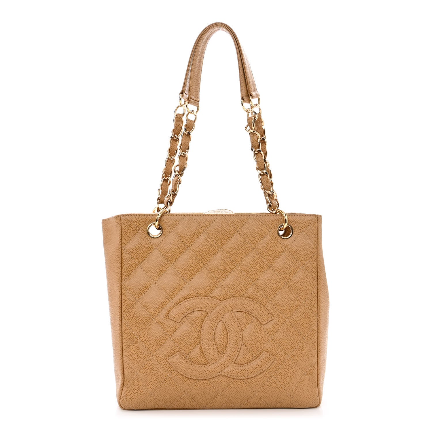 Chanel Caviar Quilted Petit Shopping Tote PST Dark Beige 1 of 8
