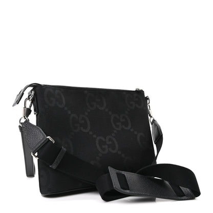 Gucci Monogram Jumbo GG Textured Dollar Calfskin Wristlet Messenger Bag Black 3 of 10