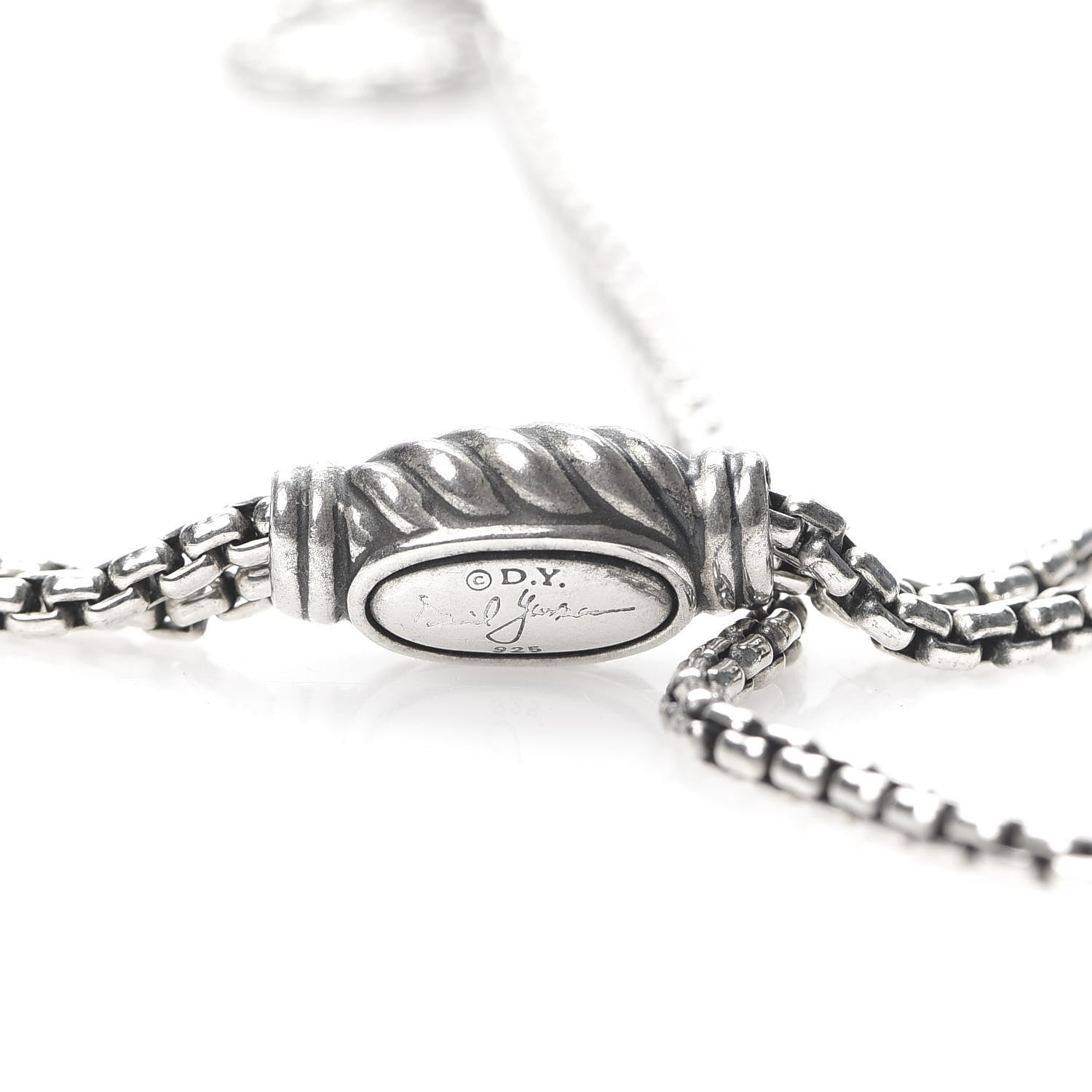 David Yurman Sterling Silver Diamond 32mm Infinity Pendant Necklace 4 of 5