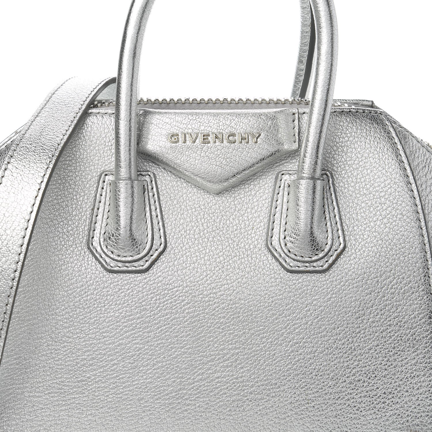 Givenchy Metallic Sugar Goatskin Mini Antigona Silver 10 of 10