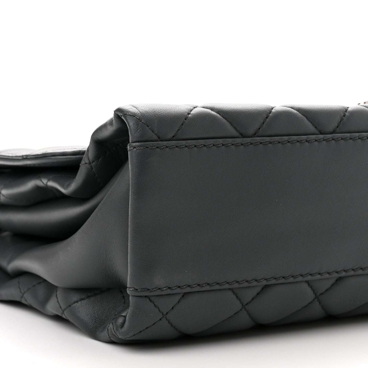 Lambskin Quilted Jumbo Coco Loop Flap Grey