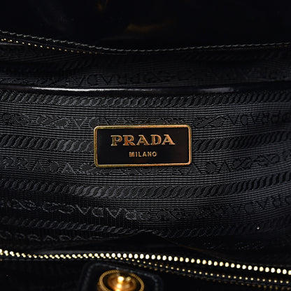 Prada Spazzolato Floral Shopper Black White 7 of 21