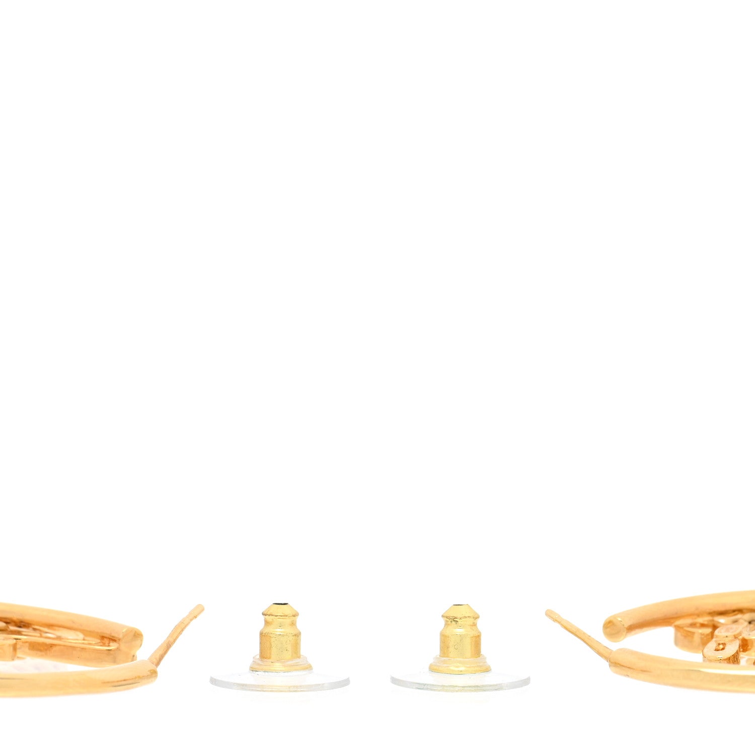 Chanel Metal Chain CC Hoop Earrings Gold 3 of 4