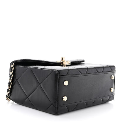 Chanel Shiny Calfskin Quilted Small CC Top Handle Box Bag Black 4 of 11
