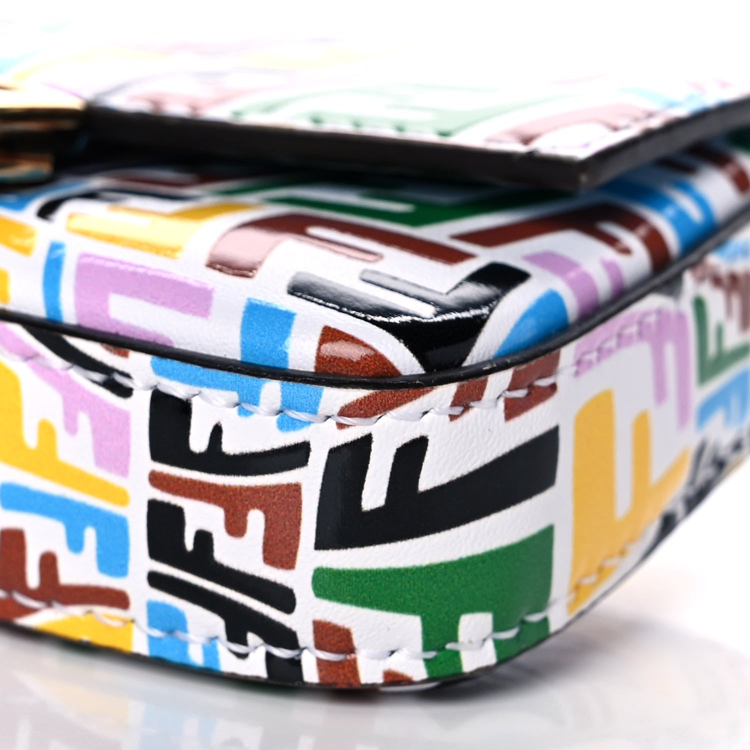 Fendi X SARAH COLEMAN Vitello Liberty Ceylon Micro FF Fish Eye Embossed Nano Baguette Charm Multicolor Cyber Blue 11 of 12