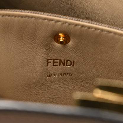 Fendi Vitello Seta Glazed Fabric FF 1974 Large Peekaboo X-Lite Maya Mogano Panna 6 of 10