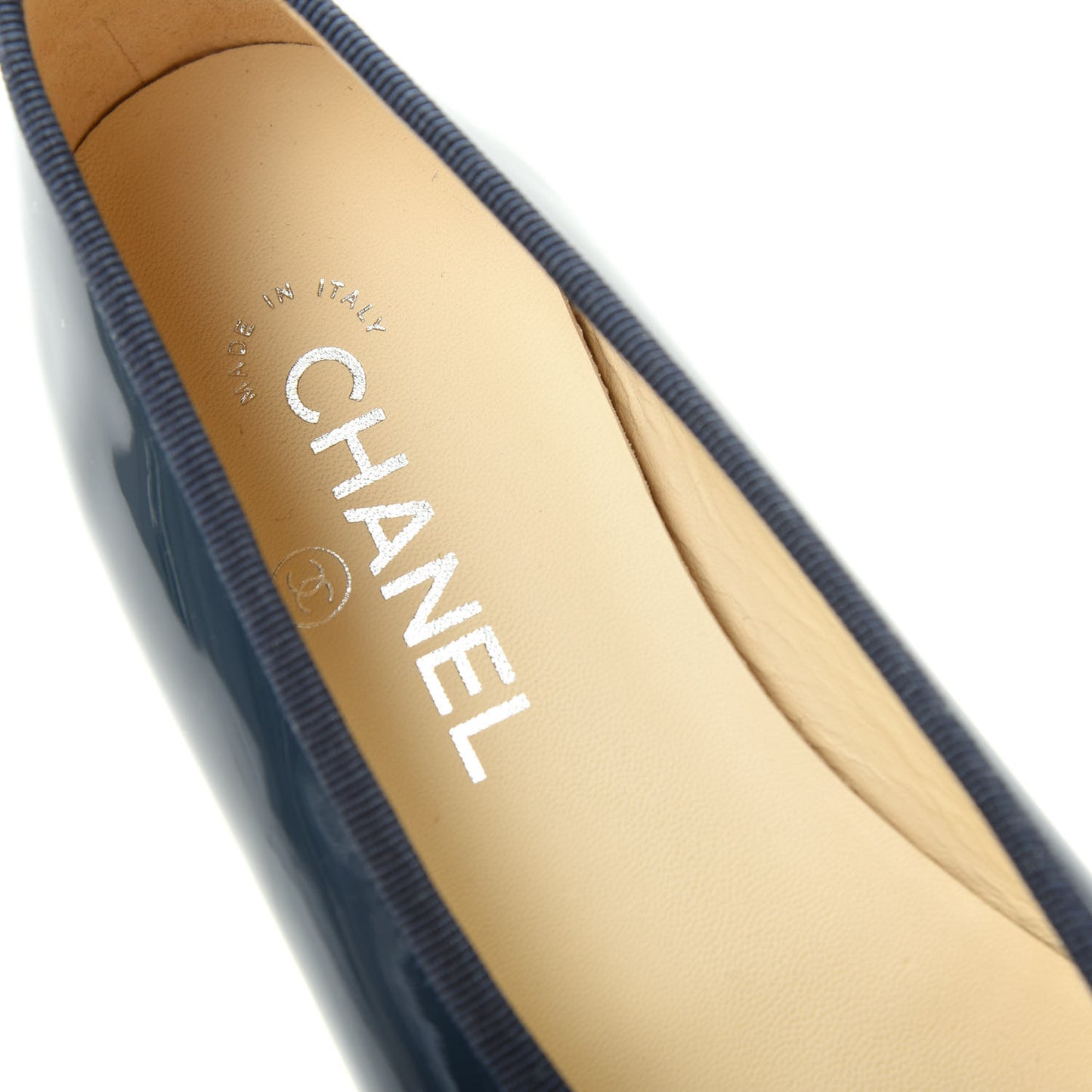 Patent CC Cap Toe Ballerina Flats 39 Navy