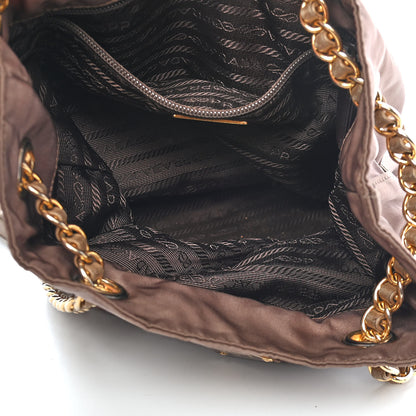 Prada Tessuto Nylon Chain Shoulder Bag Brown 9 of 23