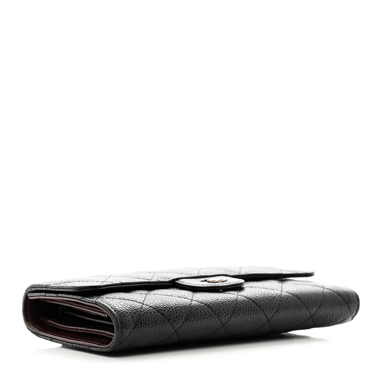 Caviar Quilted Large Flap Wallet Black