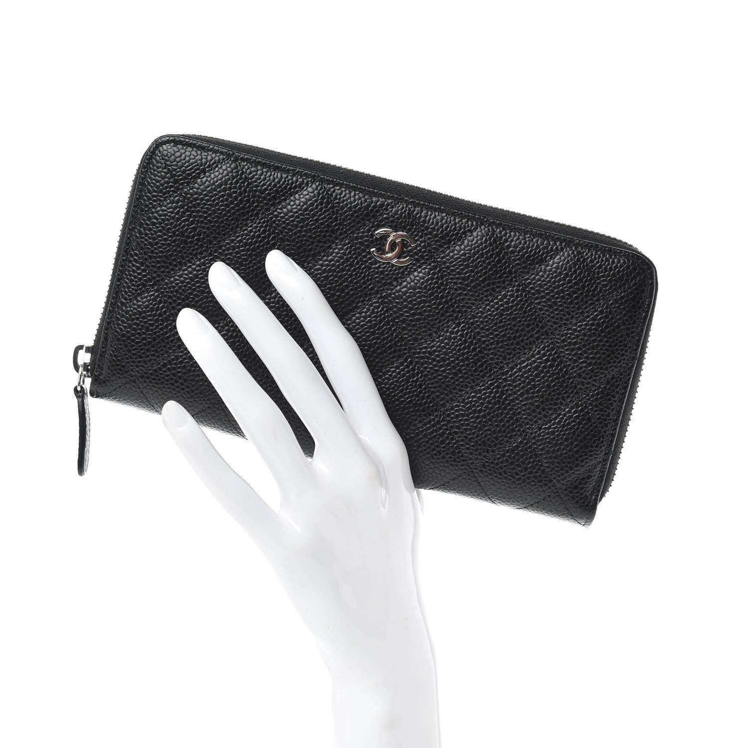 Chanel Caviar Quilted Large Gusset Zip Around Wallet Black 2 of 11