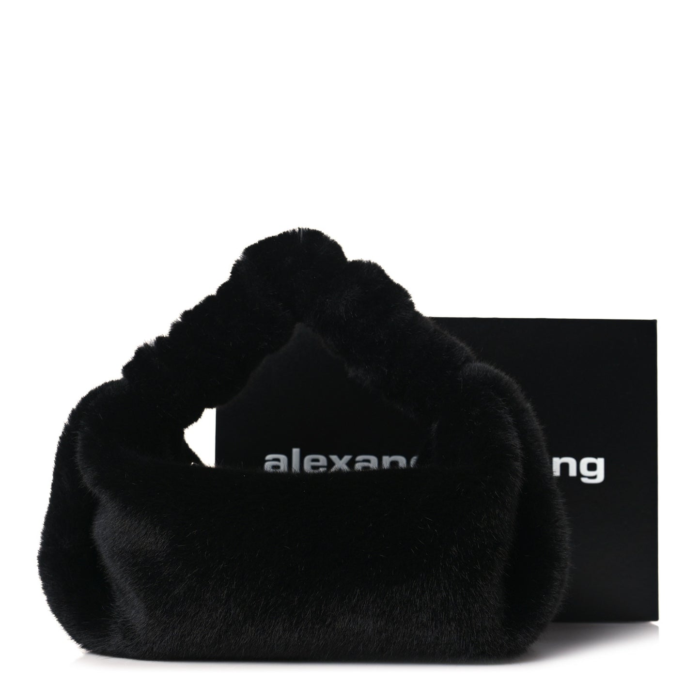 Faux Fur Small Scrunchie Bag Black