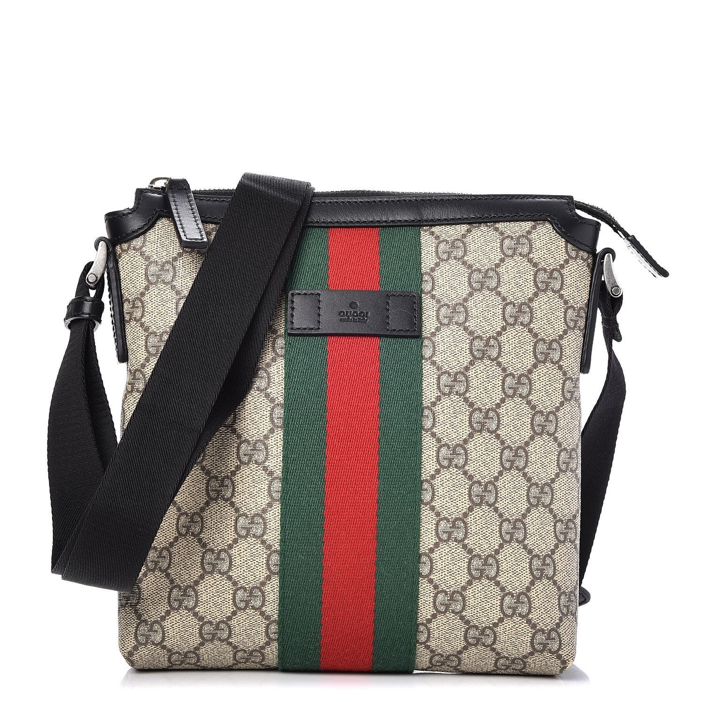 GG Supreme Monogram Web Messenger Bag Black