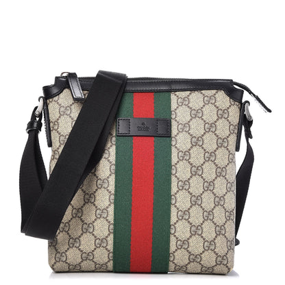 Gucci GG Supreme Monogram Web Messenger Bag Black 1 of 7