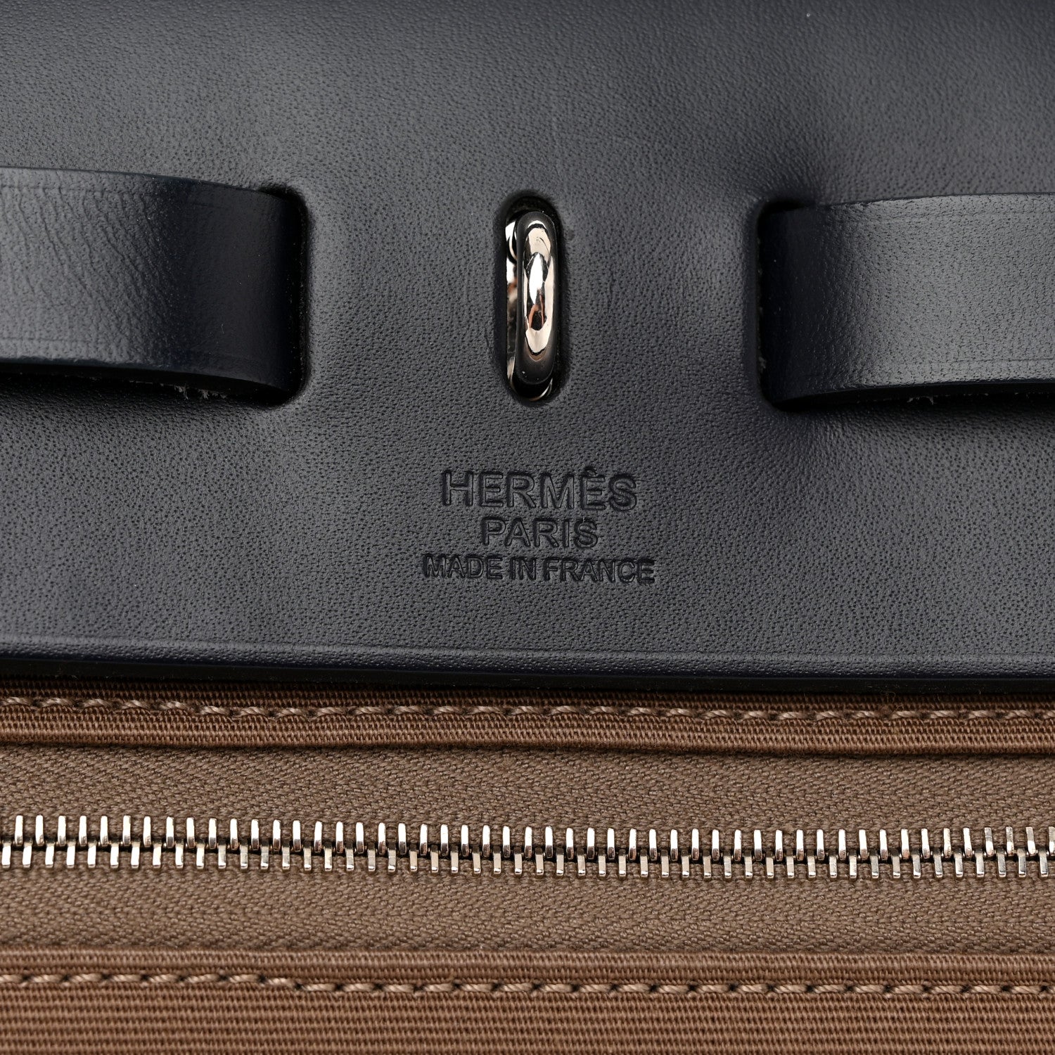 Hermes Vache Hunter Toile Herbag Zip 31 PM Etoupe Bleu Saphir 7 of 12