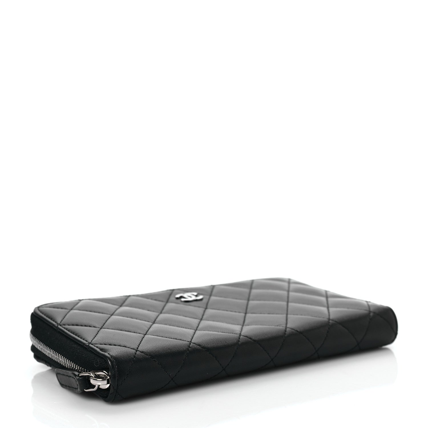 Chanel Lambskin Quilted Large Gusset Zip Around Wallet Black 4 of 9