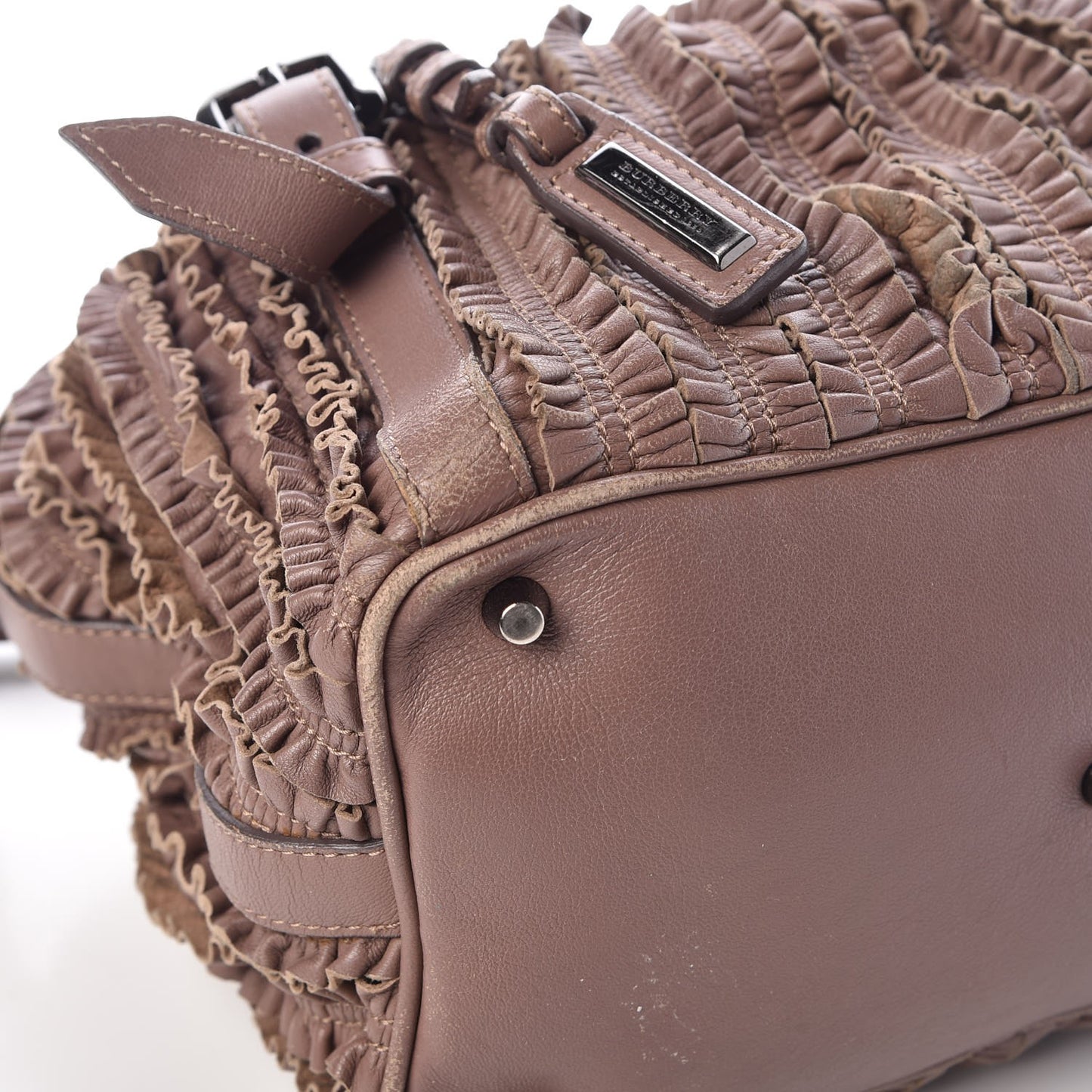 Calfskin Ruffled Medium Lowry Dark Taupe Pink