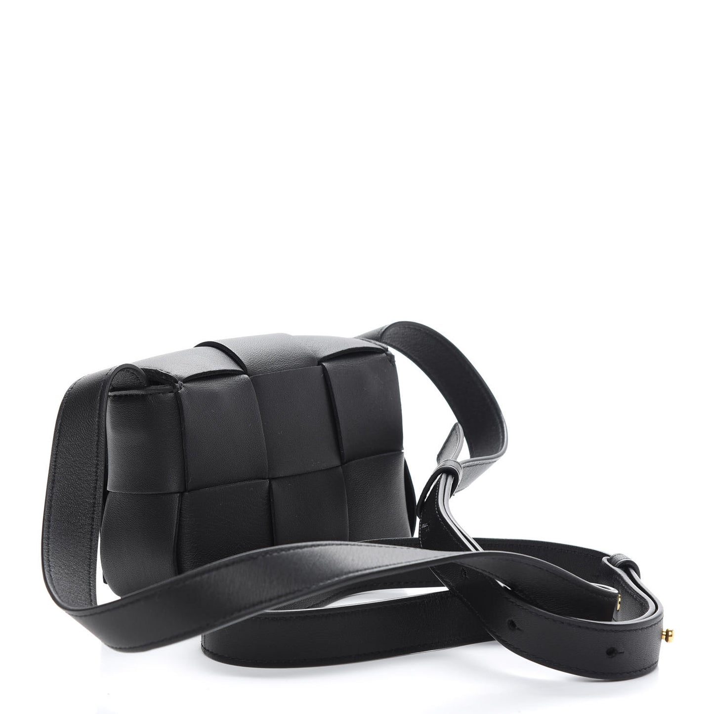 Lambskin Maxi Intrecciato Extra Mini Cassette Crossbody Bag Black