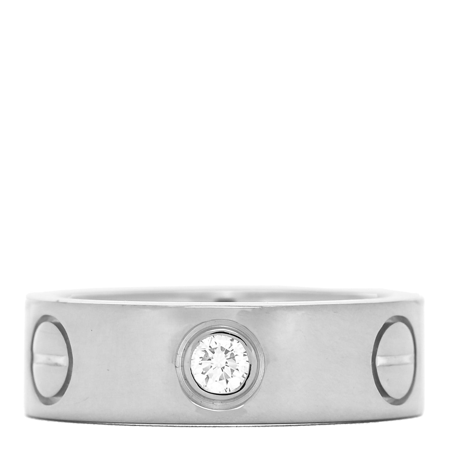 18K White Gold 3 Diamond 5.5mm LOVE Ring 46 3.75