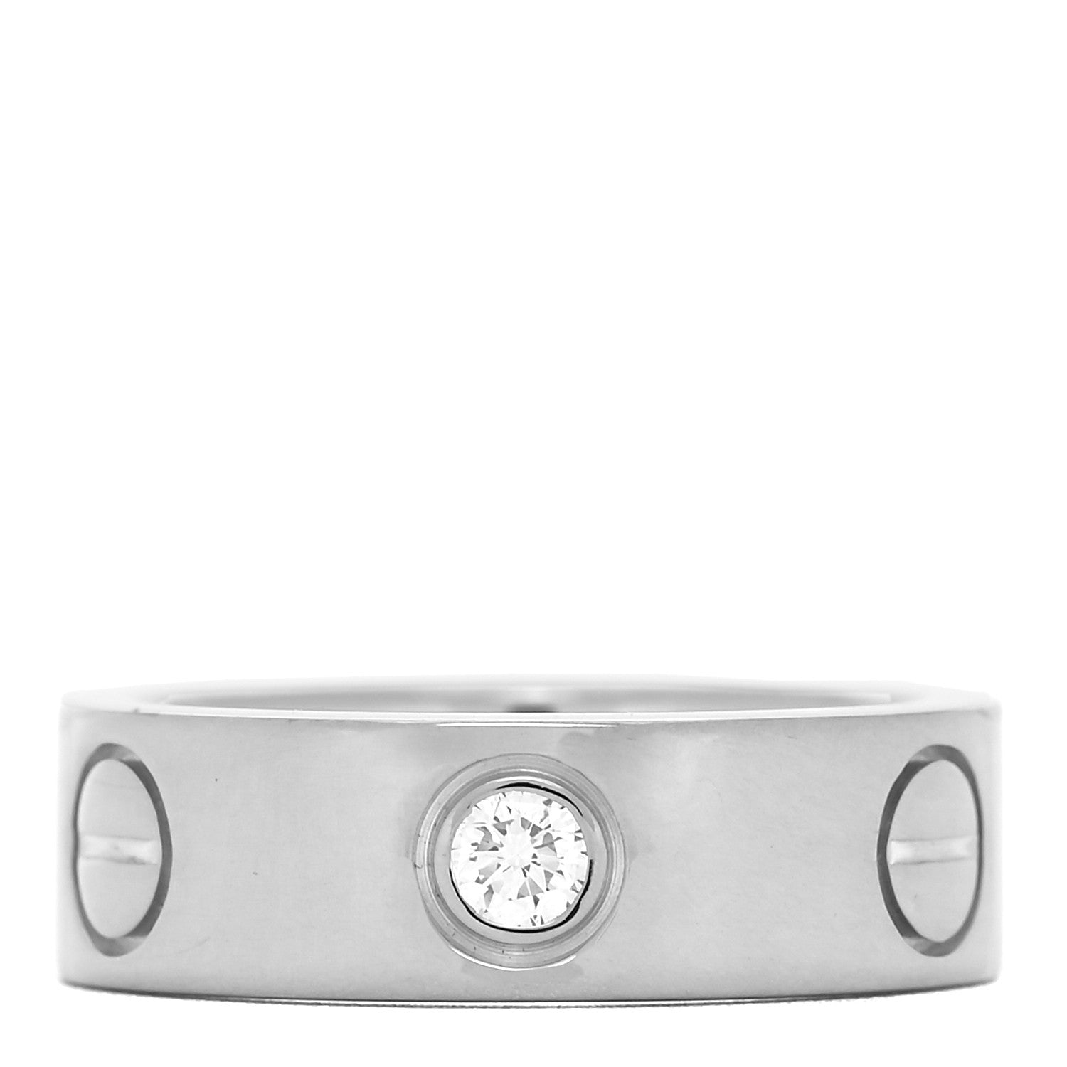 Cartier 18K White Gold 3 Diamond 5.5mm LOVE Ring 46 3.75 1 of 5