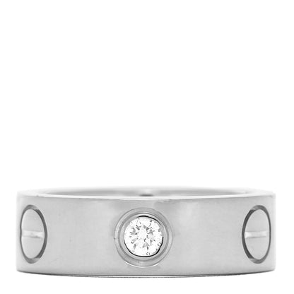 Cartier 18K White Gold 3 Diamond 5.5mm LOVE Ring 46 3.75 1 of 5