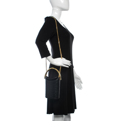 Stella McCartney Embossed Crocodile Effect Bucket Bag Black 3 of 10