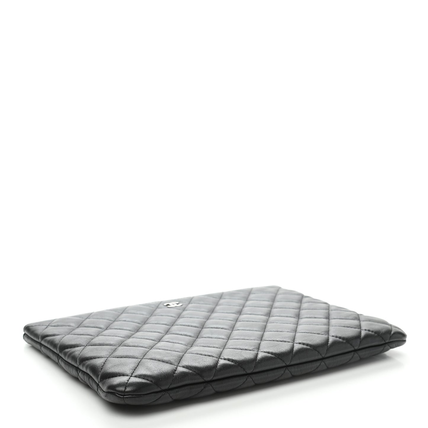 Lambskin Quilted Medium Cosmetic Case Black