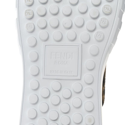 Fendi Fabric Jacquard Vitello Technical Fabric FF Womens Fendi Force Low Top Sneakers 39.5 Tobacco Black Ultrawhite White 8 of 9
