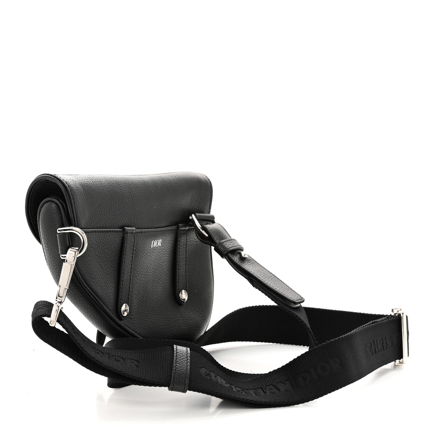 Christian Dior Grained Calfskin Mens Mini Saddle Bag Black 3 of 10