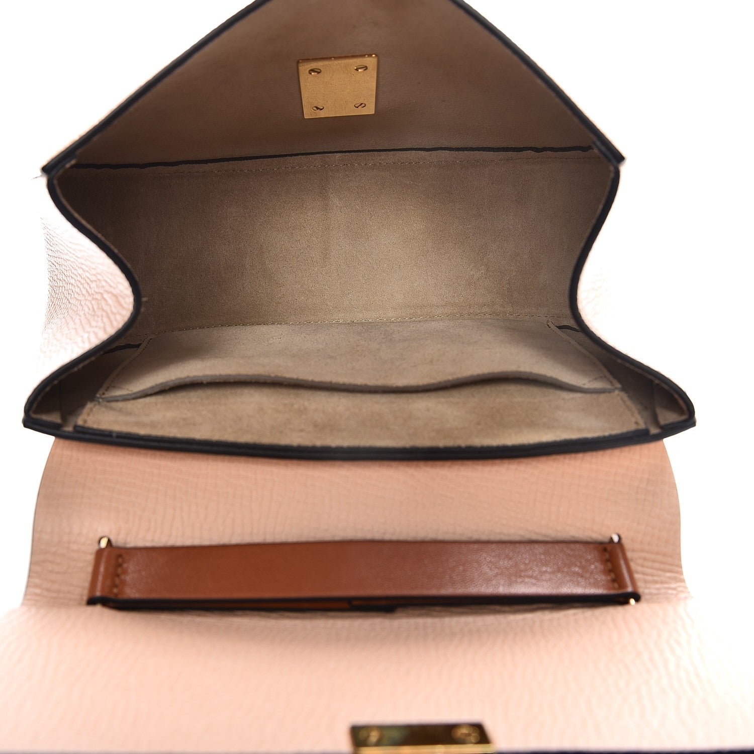 Chloe Grained Calfskin Lambskin Drew Shoulder Bag Powder Beige Caramel 5 of 6