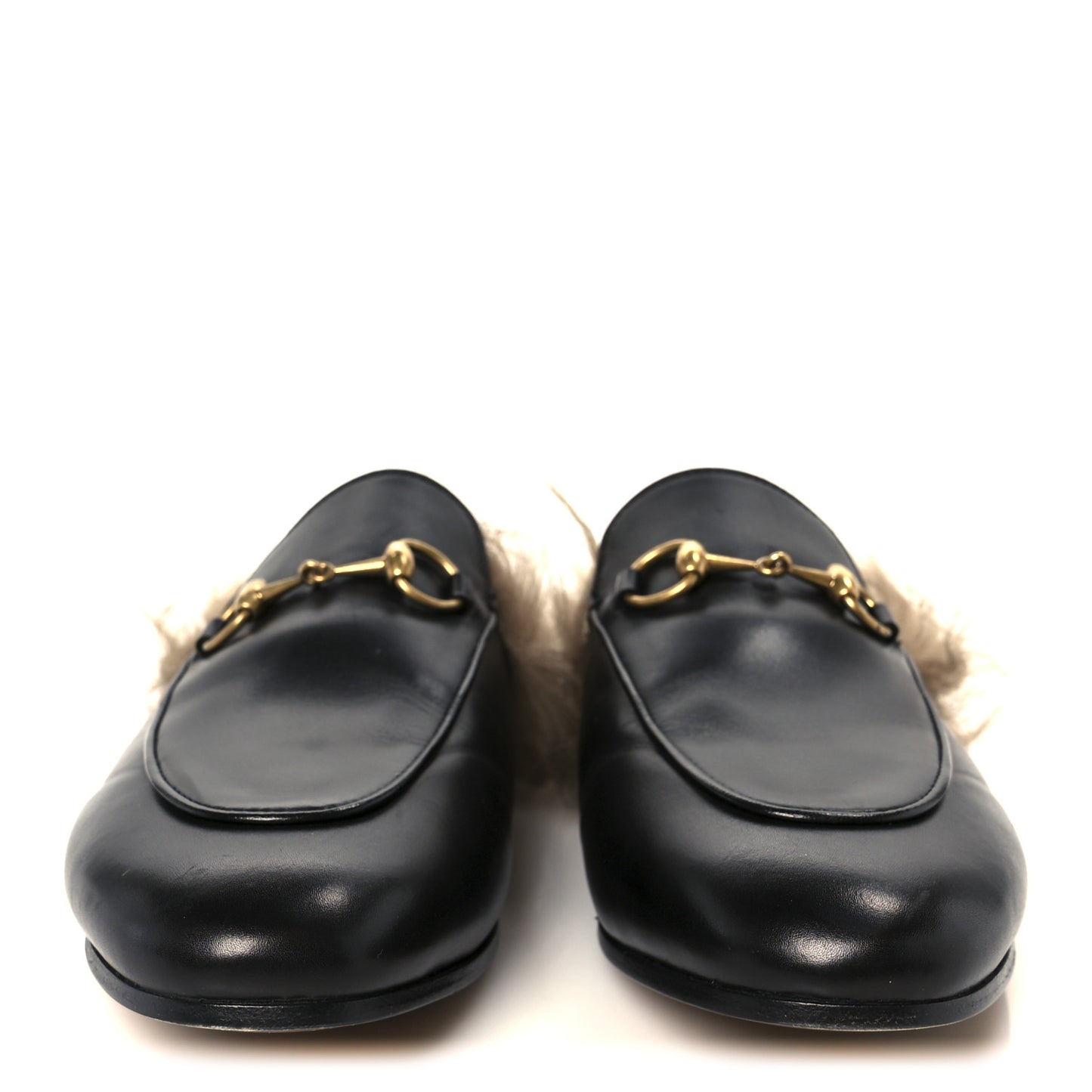 Calfskin Fur Womens Princetown Slippers 36.5 Black