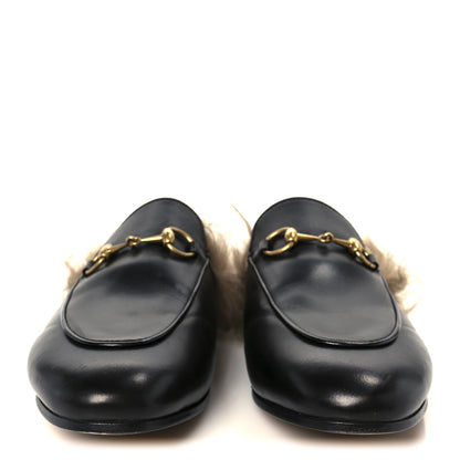 Gucci Calfskin Fur Womens Princetown Slippers 36.5 Black 3 of 9