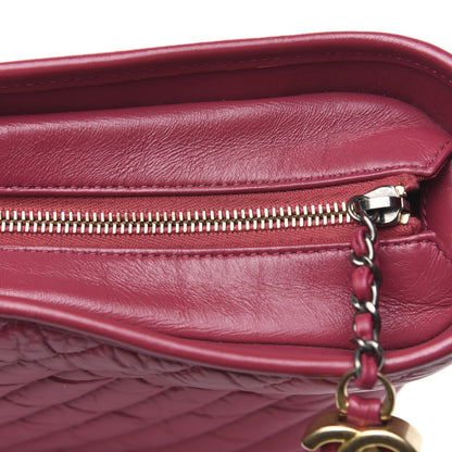 Chanel Aged Calfskin Chevron Quilted Medium Gabrielle Hobo Dark Pink 11 of 14