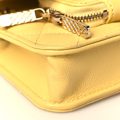 Chanel Caviar Quilted Business Affinity Clutch With Chain Flap Yellow 9 of 11